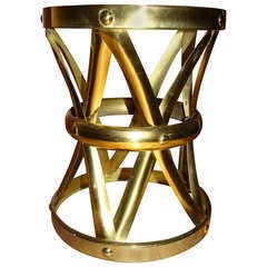 Sarreid Polished Brass Mid Century Drum Table / Stool