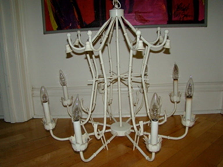 Faux Bamboo Pagoda Palm Beach Regency 8 Arm Chandelier