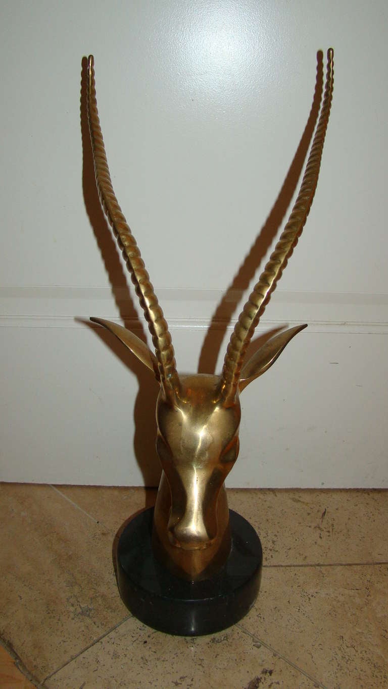 Unknown Brass Gazelle Mid Century Ibex Table Sculpture