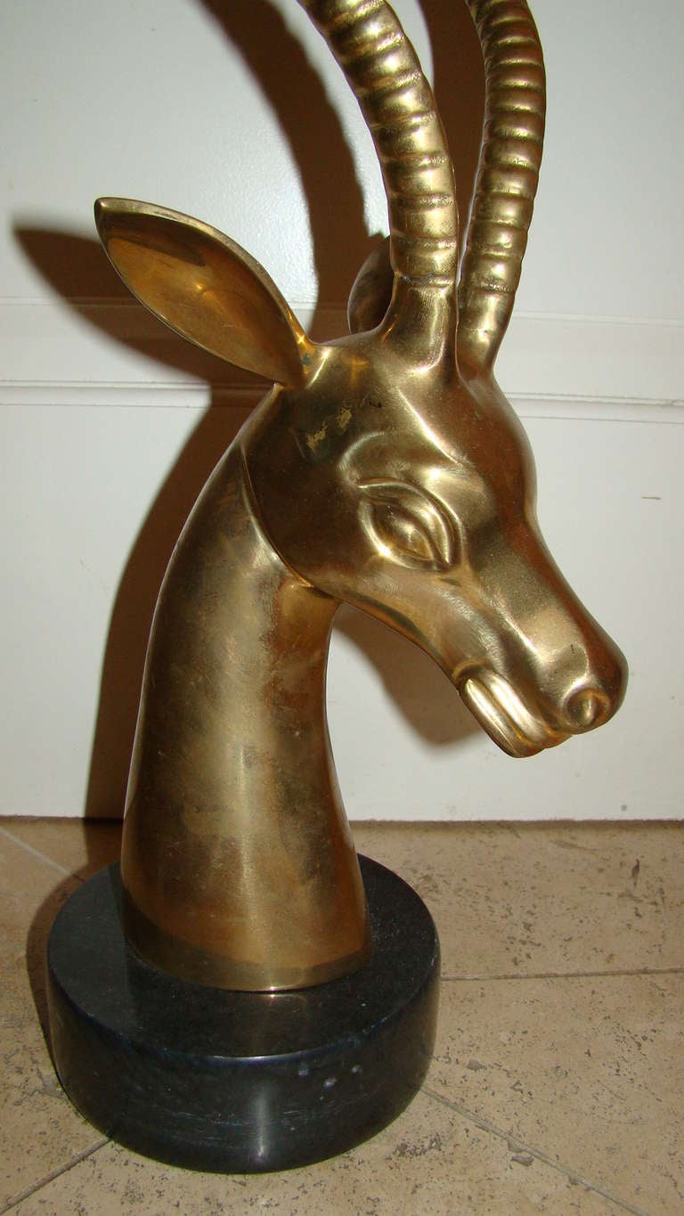 Brass Gazelle Mid Century Ibex Table Sculpture In Excellent Condition In Atlanta, GA