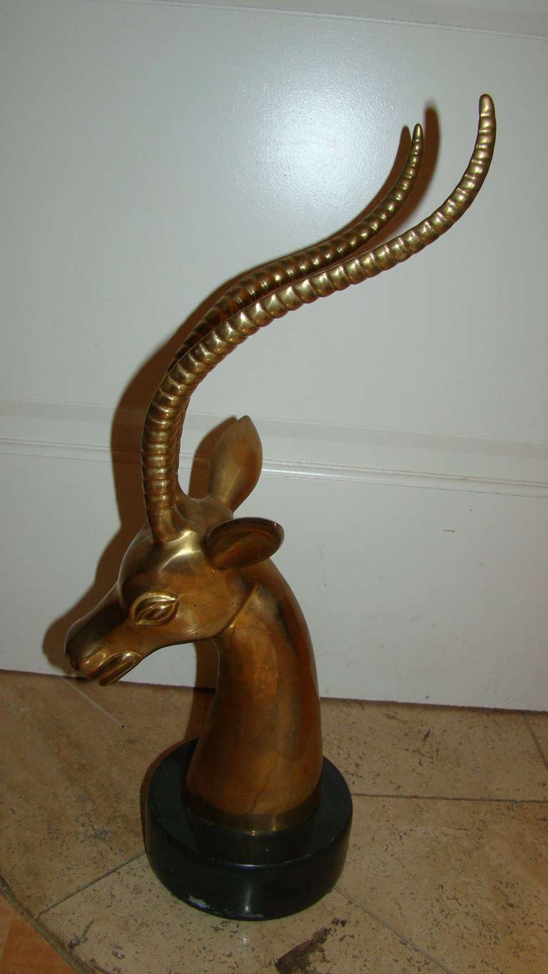 Late 20th Century Brass Gazelle Mid Century Ibex Table Sculpture