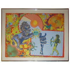 Leo Russell Psychedelic Abstract Pencil Signed Lithograph