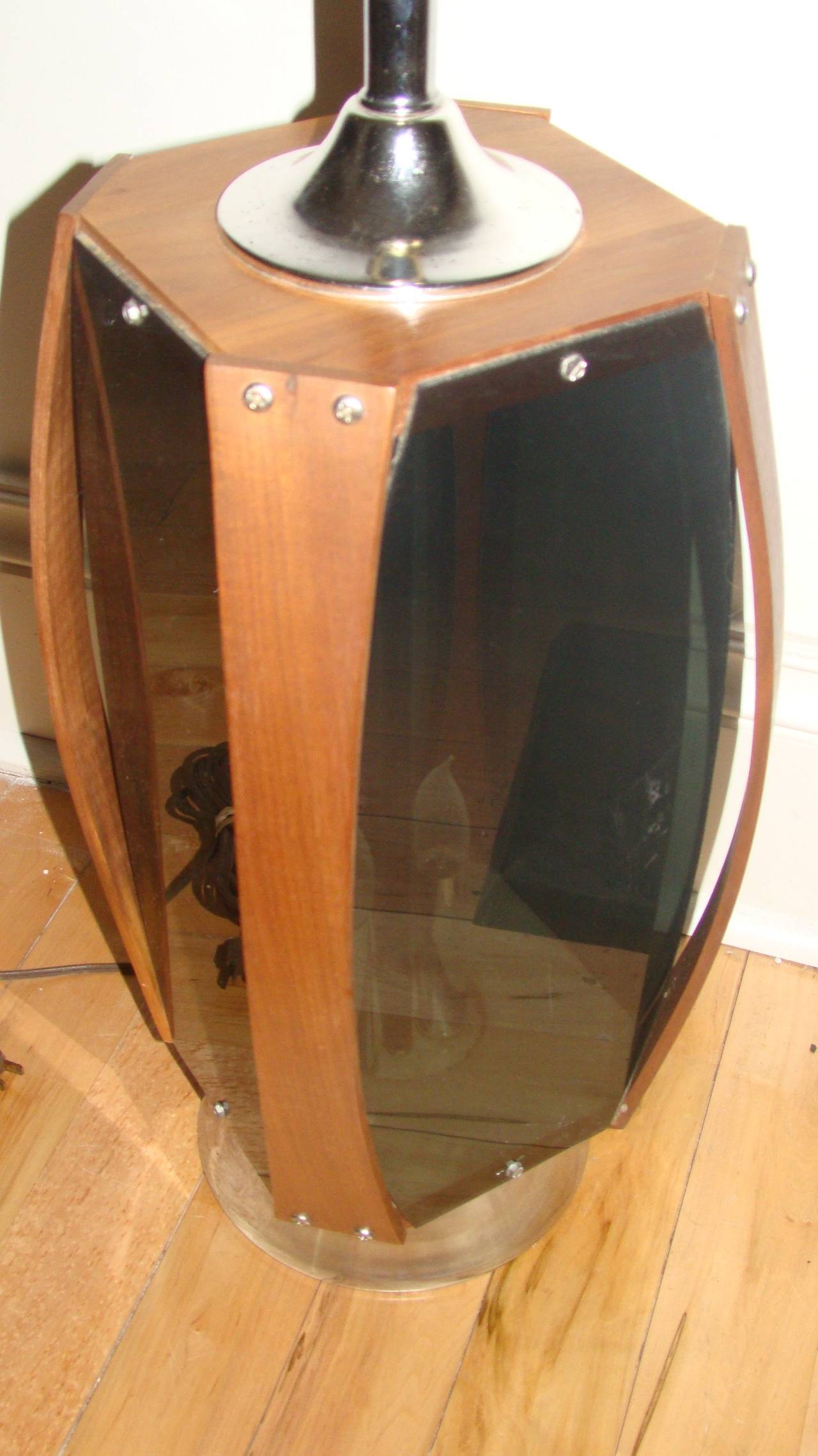 Mid-20th Century Pair of Danish Modern Acrylic and Teak Mid-Century Lamps
