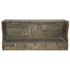 Vintage Important Paul Evans Sculpted Bronze Signed Wall Cabinet Shelf