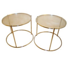 Milo Baughman Chrome & Lucite Occasional Stacking Table Pair