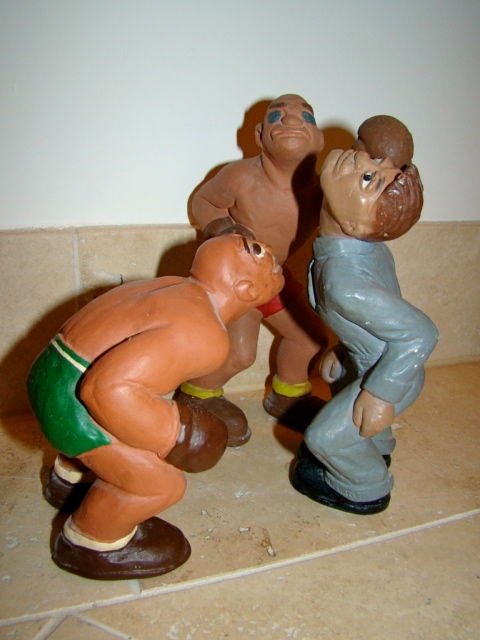 American 1944 L.L. Rittgers Whimsical Boxing Sculpture Set of 3