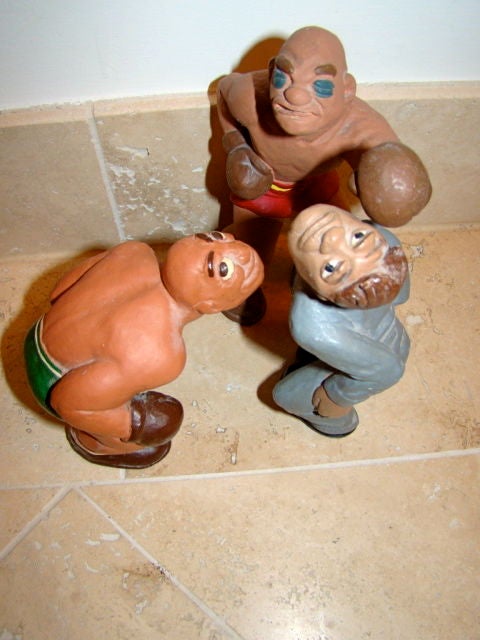Mid-20th Century 1944 L.L. Rittgers Whimsical Boxing Sculpture Set of 3