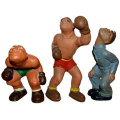 1944 L.L. Rittgers Whimsical Boxing Sculpture Set of 3