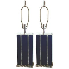 Vintage Thick Chunky Lucite Lamp Pair
