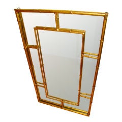 Faux Bamboo Metal Wall Hanging Mirror by Maison Baguès