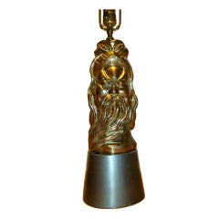 Asian Modern Mid Century Brass Samurai Table Lamp