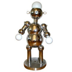 Italian Torino Figural Chrome Mid Century Robot Table Lamp