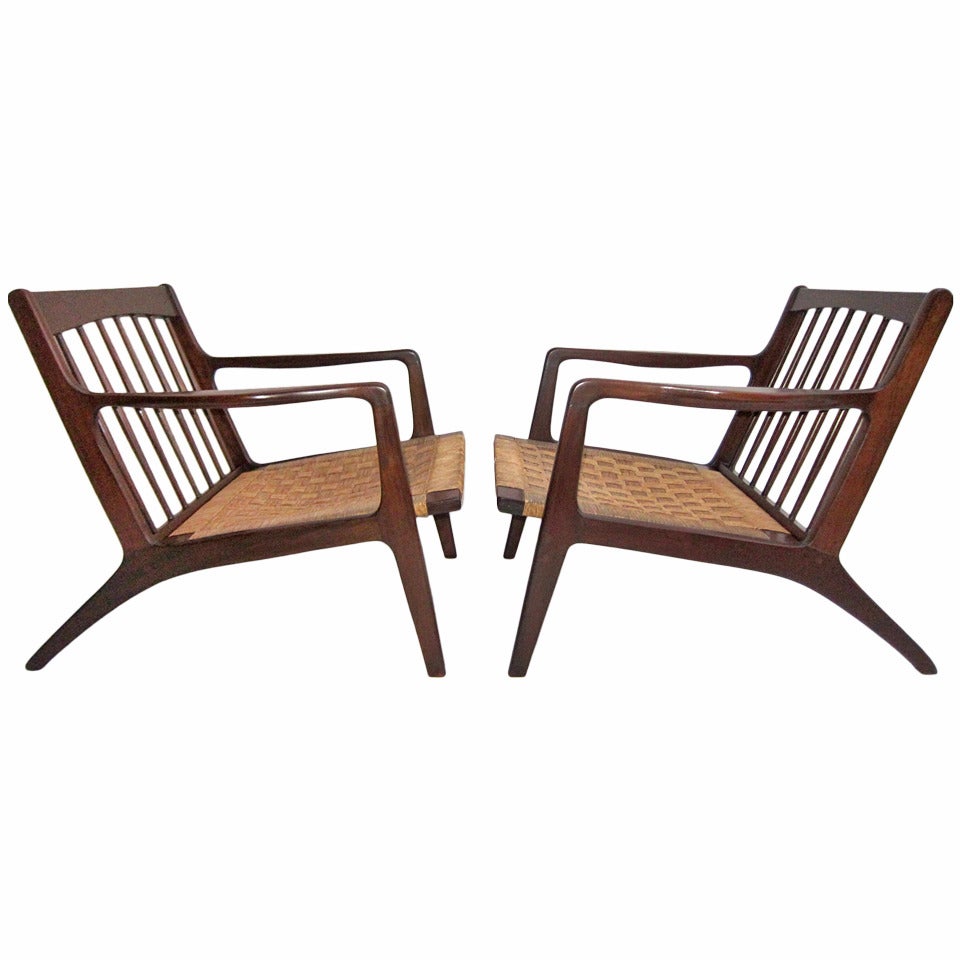 Pair of Mid-Century Palm Fiber Lounge Chairs