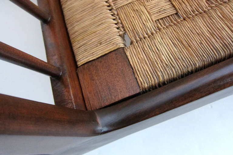 Mahogany Pair of Mid-Century Palm Fiber Lounge Chairs