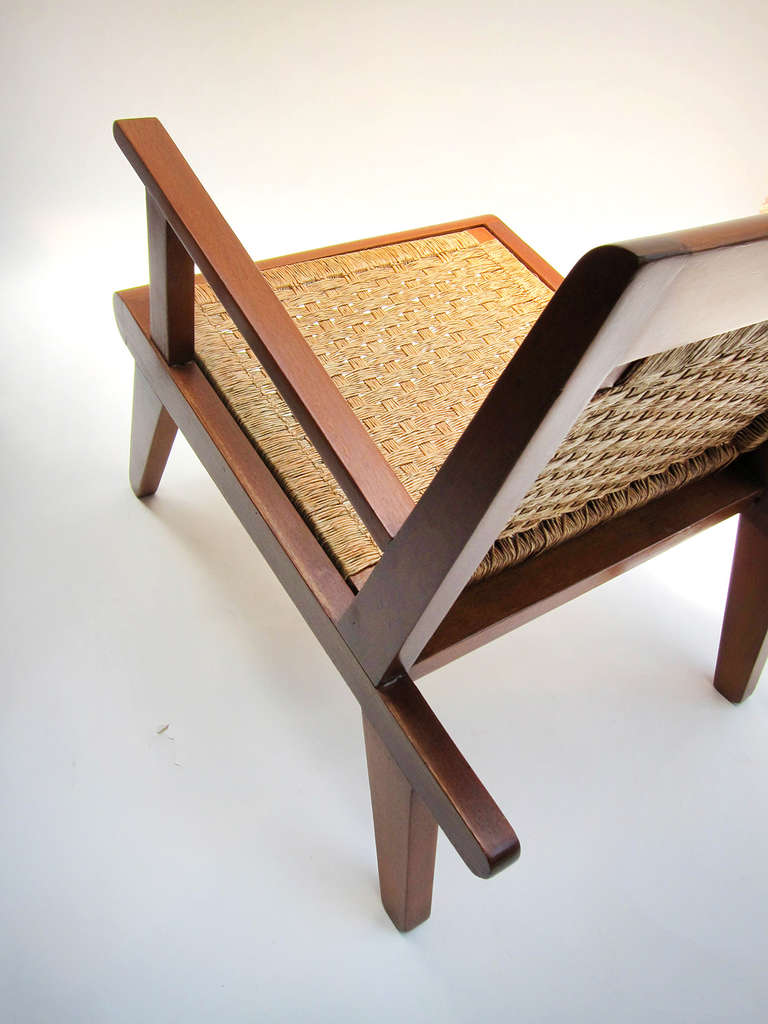 Cedar Mid-Century Lounge Chairs with Woven Palm