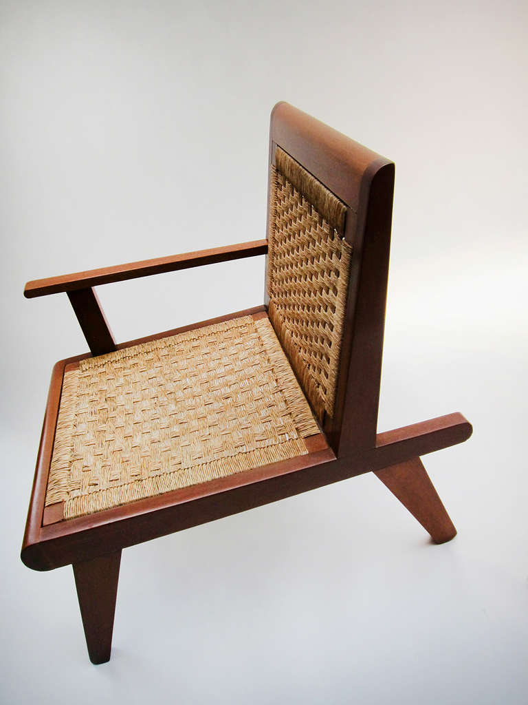 Mid-20th Century Mid-Century Lounge Chairs with Woven Palm