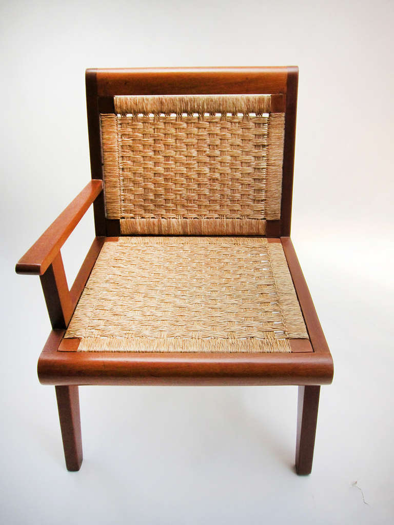 Mid-Century Lounge Chairs with Woven Palm In Good Condition In Mexico City, DF