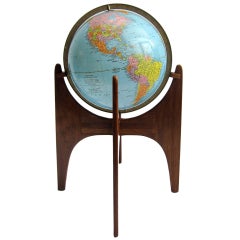 Adrian Pearsall Stand with Vintage Replogle Illuminated Globe