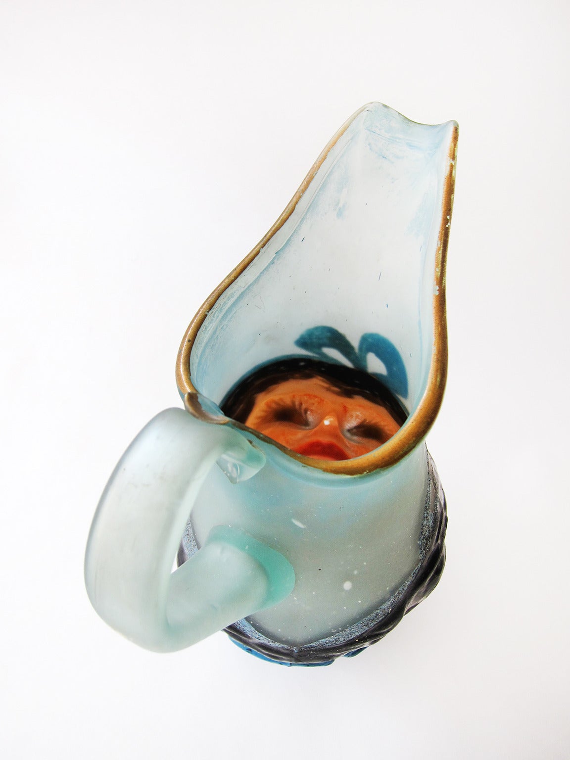 Mid-Century Handblown Figural Glass Pulque Pitcher In Good Condition For Sale In Mexico City, DF