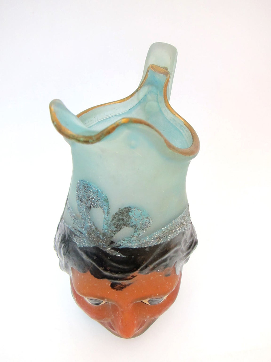 Blown Glass Mid-Century Handblown Figural Glass Pulque Pitcher For Sale