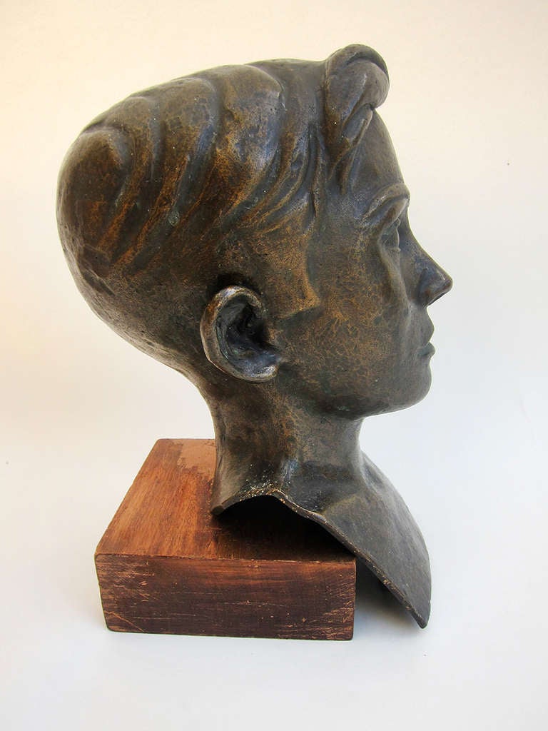 Mexican Bronze Head - Jorge L. Cuevas For Sale