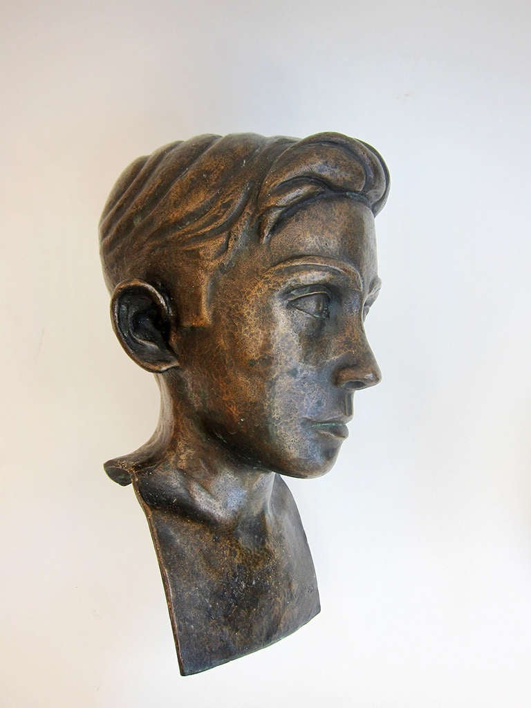 Mid-20th Century Bronze Head - Jorge L. Cuevas For Sale