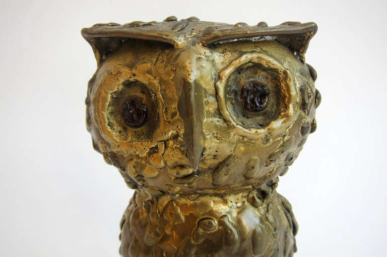 Mid-20th Century Owl Sculpture - P. Cervantes For Sale