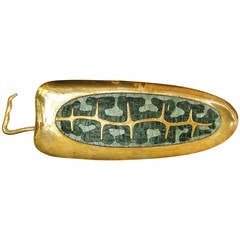 Brass Tray with mosaic inlay - S. Teran