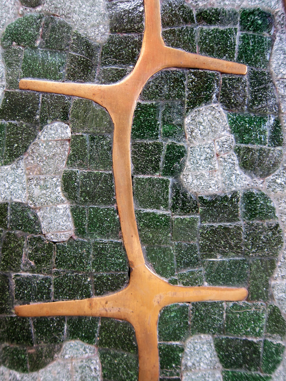 Mid-20th Century Brass Tray with mosaic inlay - S. Teran