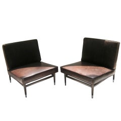 Pair Leather Salon Chairs/IRGSA