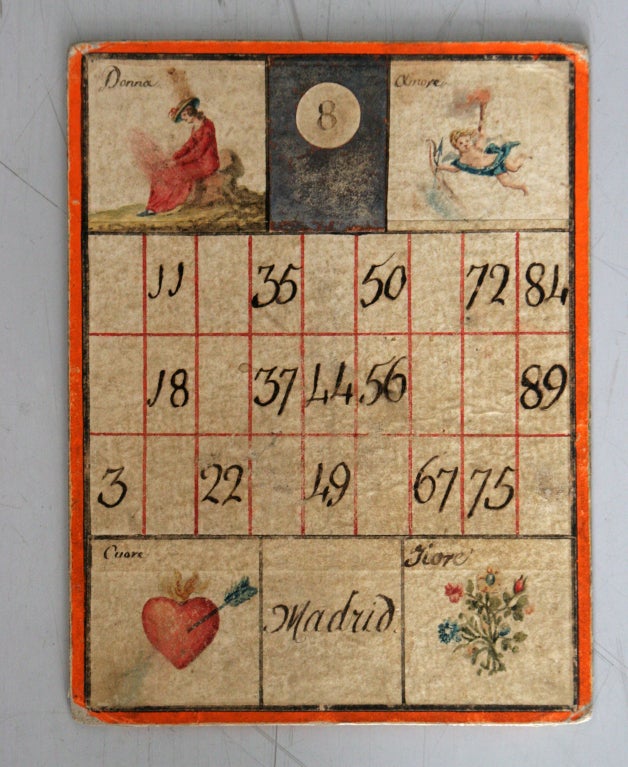 20th Century Italian 19th Century Bingo Game