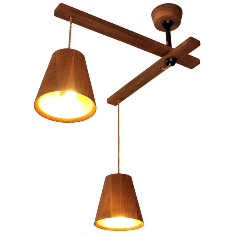 Two Arm Walnut Lamp For Sale