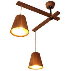 Two Arm Walnut Lamp