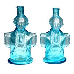 Pair of Mexican Cantina Glass Bottles