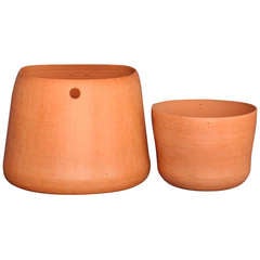 Pair Of Red Clay Bowls By Gustavo Perez