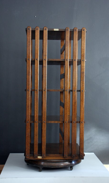 Mid-20th Century Revolving Oak Bookcase by Sargent MFG Co.