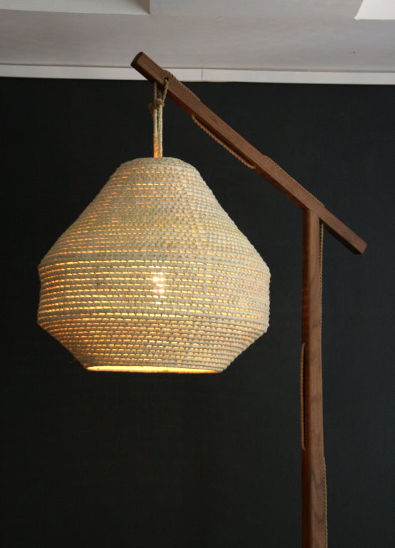 Contemporary Walnut Floor Lamp For Sale