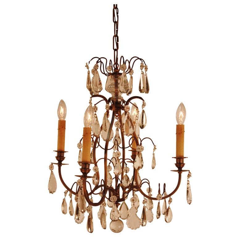 Crystal And Bronze Chandelier at 1stdibs