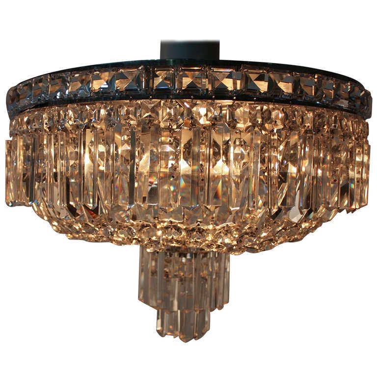 Crystal Flush Mount Ceiling Light at 1stdibs