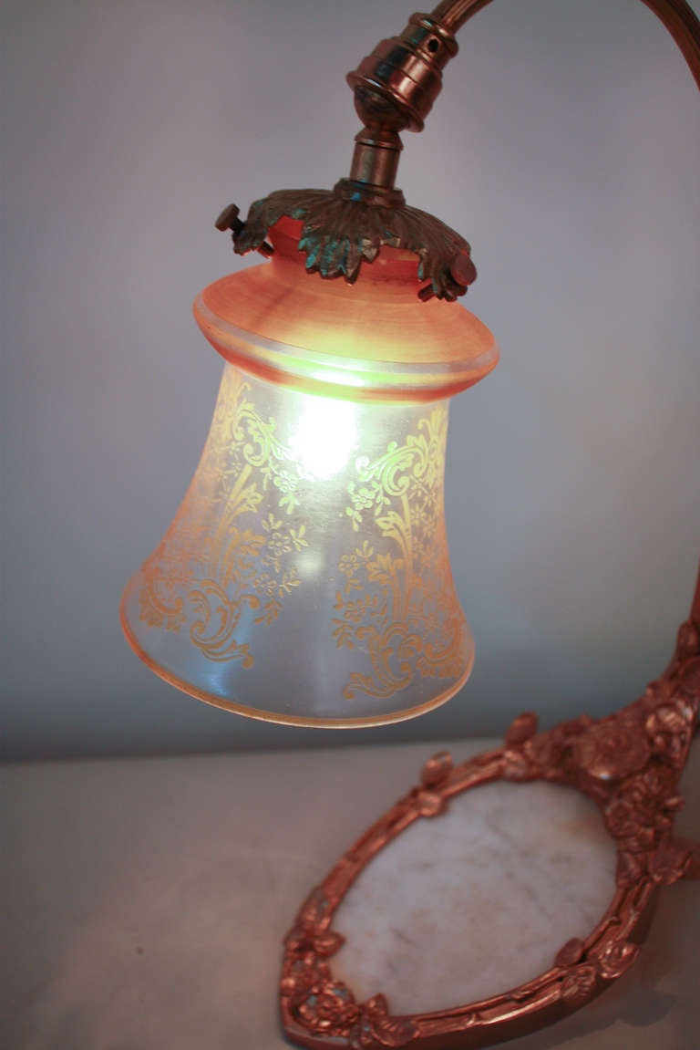 French Bronze Desk Lamp In Good Condition In Fairfax, VA