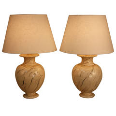 Pair of Ceramic Lamps by Jean Roger