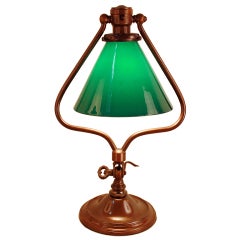 Antique American Green Glass Desk Lamp