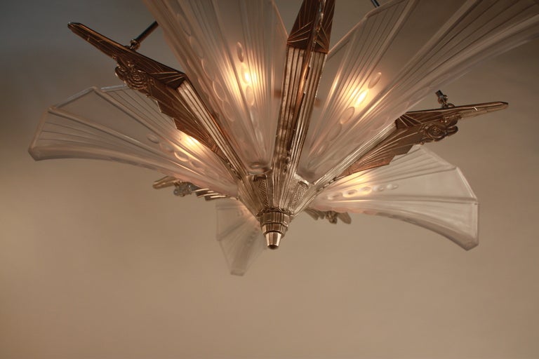 French Art Deco Chandelier By EJG 1