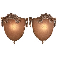 Pair of 1930's Art Deco Wall Sconces by Muller Freres