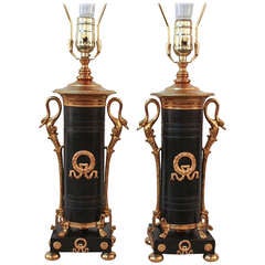 Pair of 19th c. Empire Table Lamps
