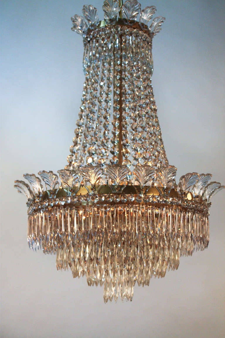 Mid-20th Century 1930's Spanish Empire Style Crystal Chandelier