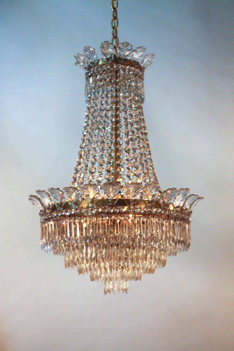 1930's Spanish Empire Style Crystal Chandelier In Good Condition In Fairfax, VA