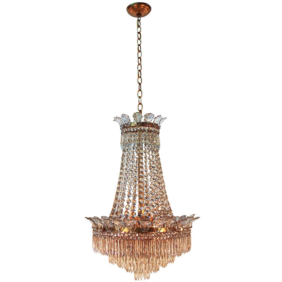 1930's Spanish Empire Style Crystal Chandelier