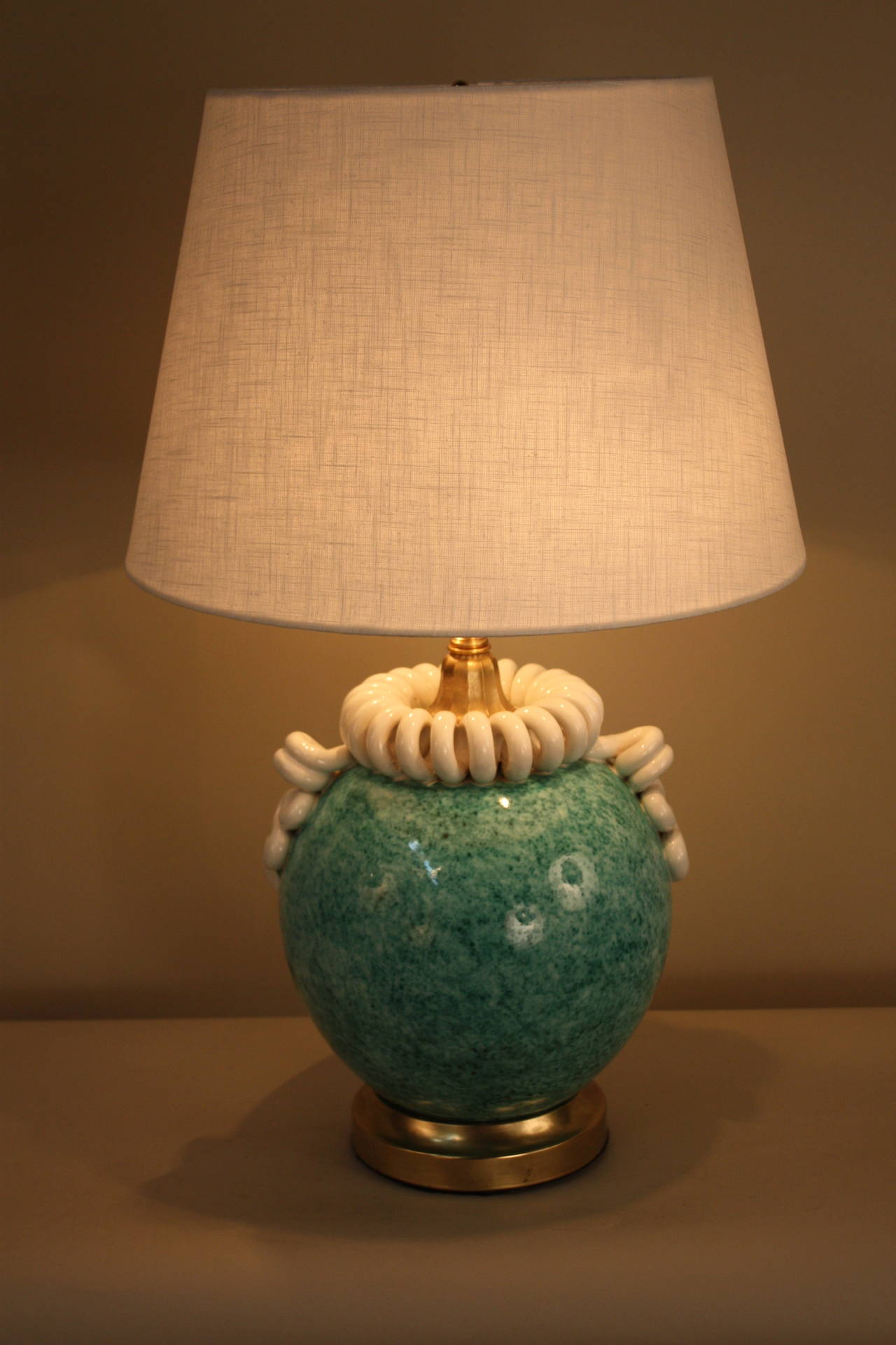 Italian Handmade Pottery Table Lamp In Good Condition In Fairfax, VA