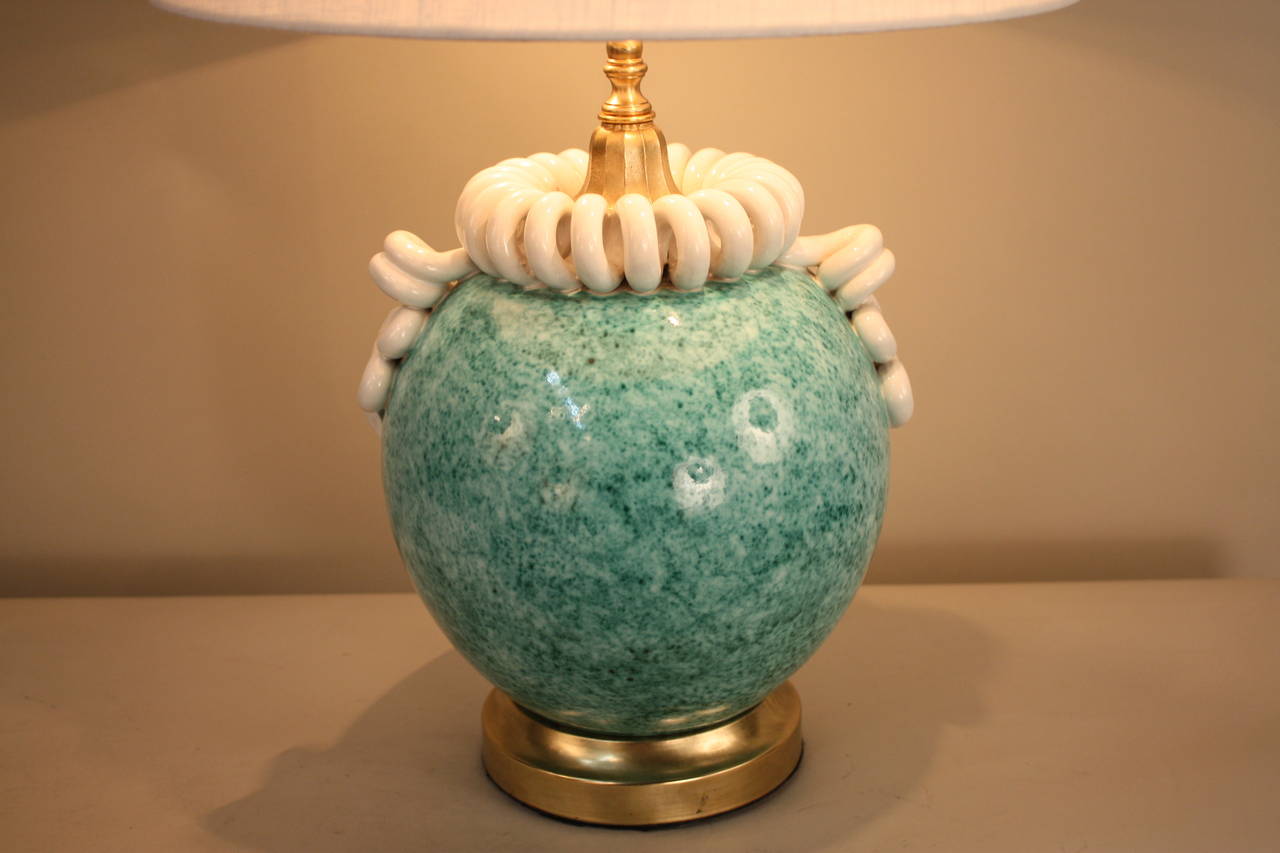 Mid-20th Century Italian Handmade Pottery Table Lamp